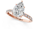 Pear Cut Diamond Solitaire Ring in Rose gold with Round Pavé Band_7