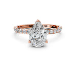 Pear Cut Diamond Solitaire Ring in Rose gold with Round Shared Prong Pavé Band_18