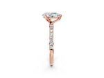 Pear Cut Diamond Solitaire Ring in Rose gold with Round Shared Prong Pavé Band_20