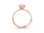 Pear Cut Diamond Solitaire Ring in Rose gold with Round Shared Prong Pavé Band_21