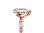 Pear Cut Diamond Solitaire Ring in Rose gold with Round Shared Prong Pavé Band_23