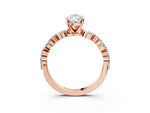 Pear Cut Diamond Solitaire Ring in Rose gold with Shared Prong Marquise and Round Side Stones_15