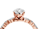 Pear Cut Diamond Solitaire Ring in Rose gold with Shared Prong Marquise and Round Side Stones_16