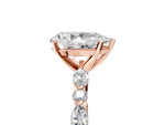 Pear Cut Diamond Solitaire Ring in Rose gold with Shared Prong Marquise and Round Side Stones_17