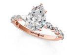 Pear Cut Diamond Solitaire Ring in Rose gold with Shared Prong Marquise and Round Side Stones_37
