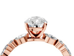 Pear Cut Diamond Solitaire Ring in Rose gold with Shared Prong Marquise and Round Side Stones_40