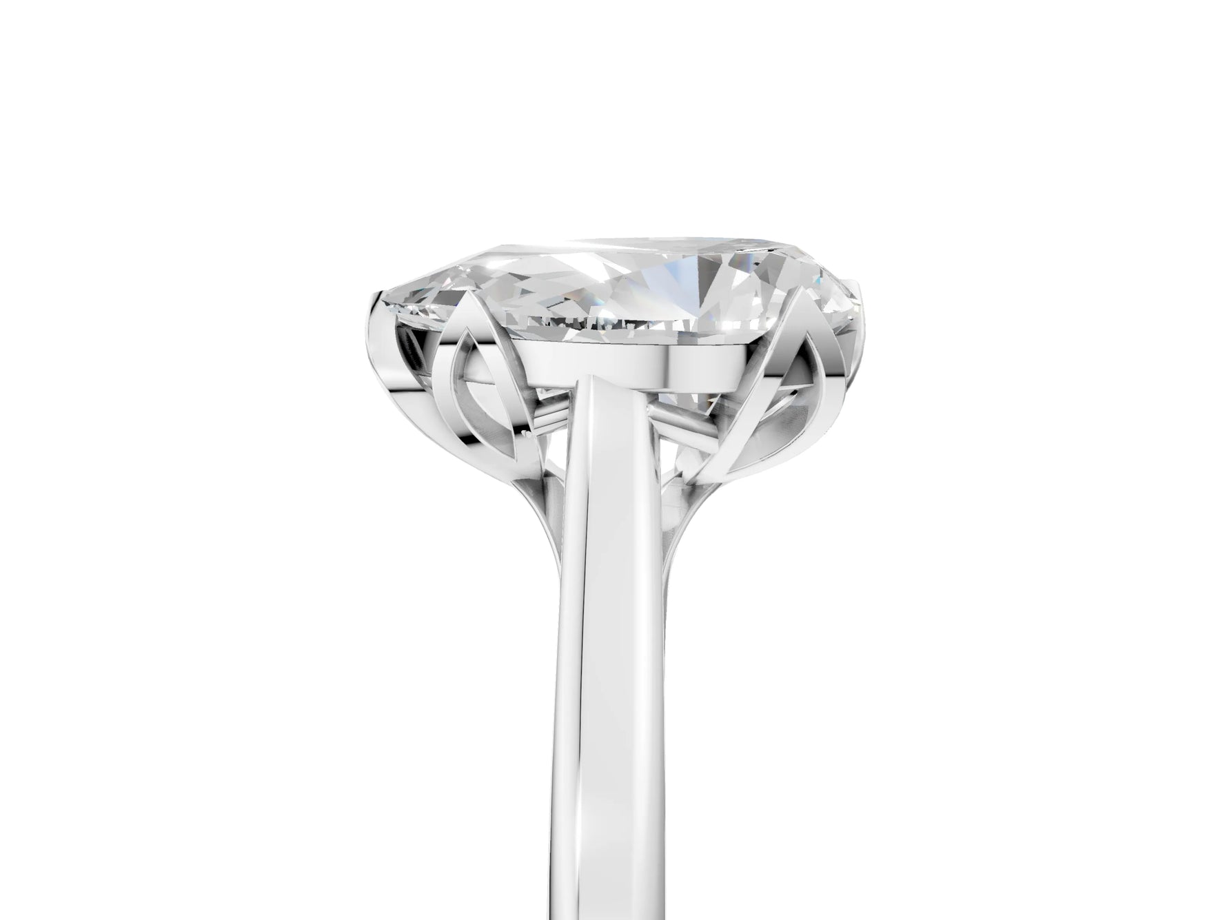 Pear Cut Diamond Solitaire Ring in White gold with Flower Prong Setting_11