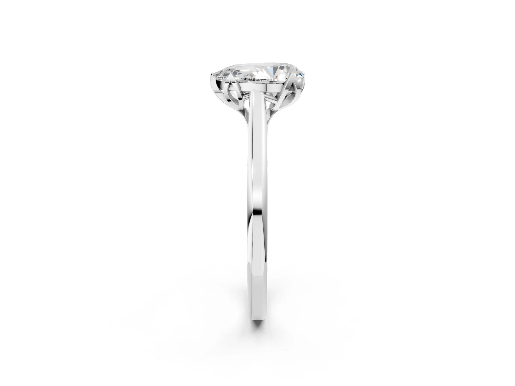 Pear Cut Diamond Solitaire Ring in White gold with Flower Prong Setting_8