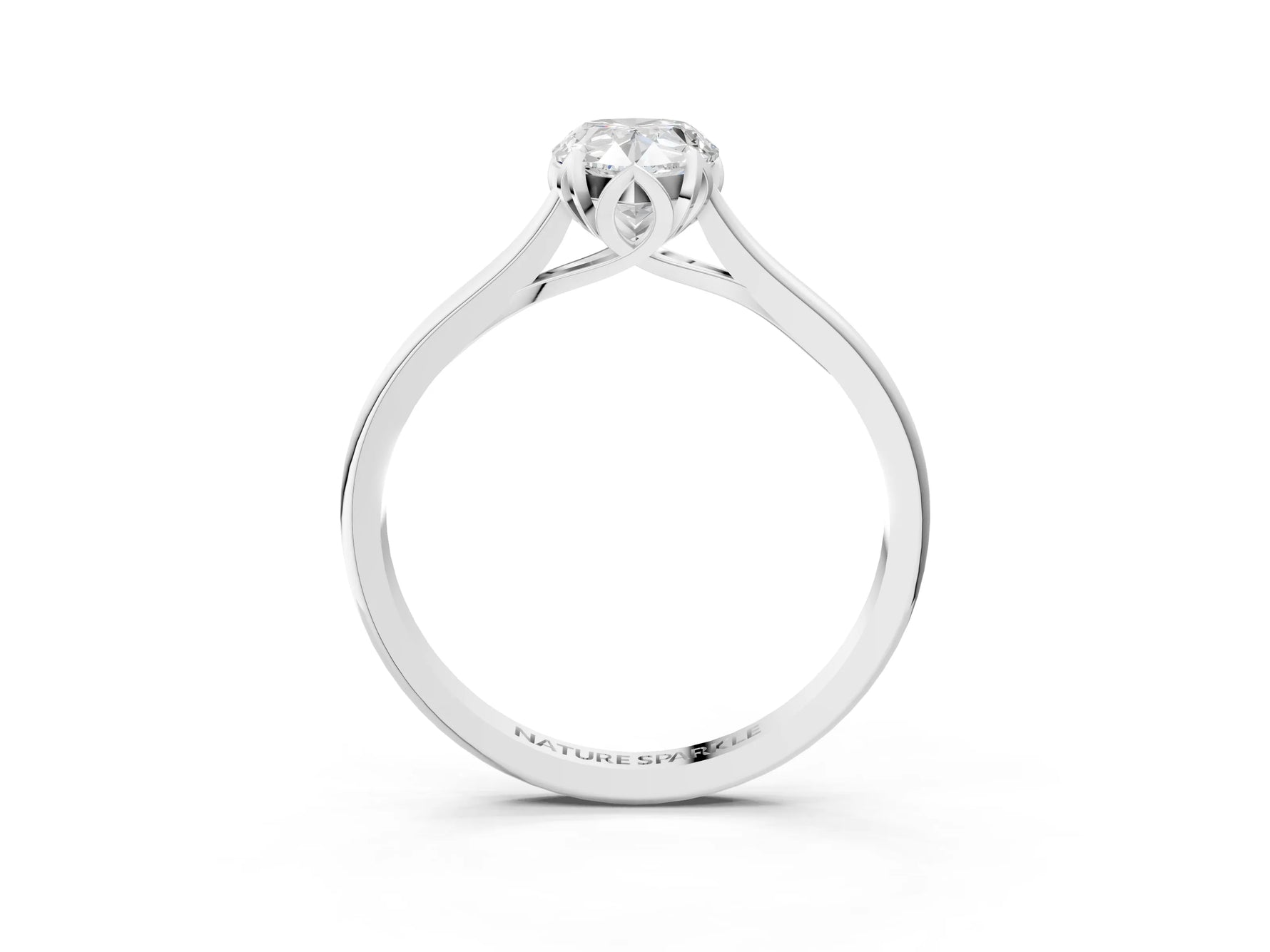 Pear Cut Diamond Solitaire Ring in White gold with Flower Prong Setting_9