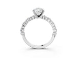 Pear Cut Diamond Solitaire Ring in White gold with Pear and Round Cluster Band_15