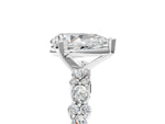 Pear Cut Diamond Solitaire Ring in White gold with Pear and Round Cluster Band_17