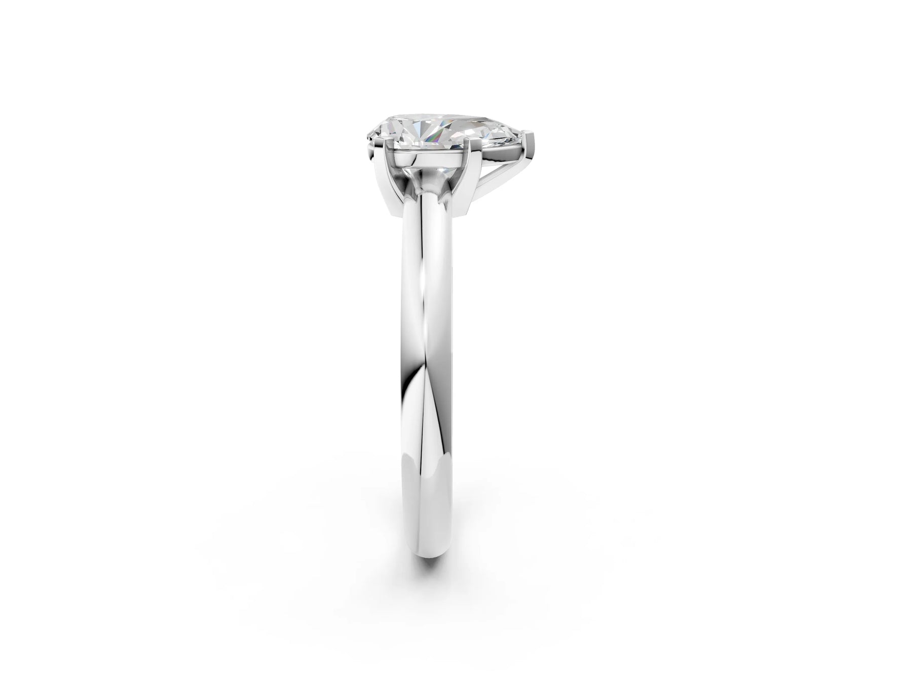 Pear Cut Diamond Solitaire Ring in White gold with Prong Setting and Rounded Band_20