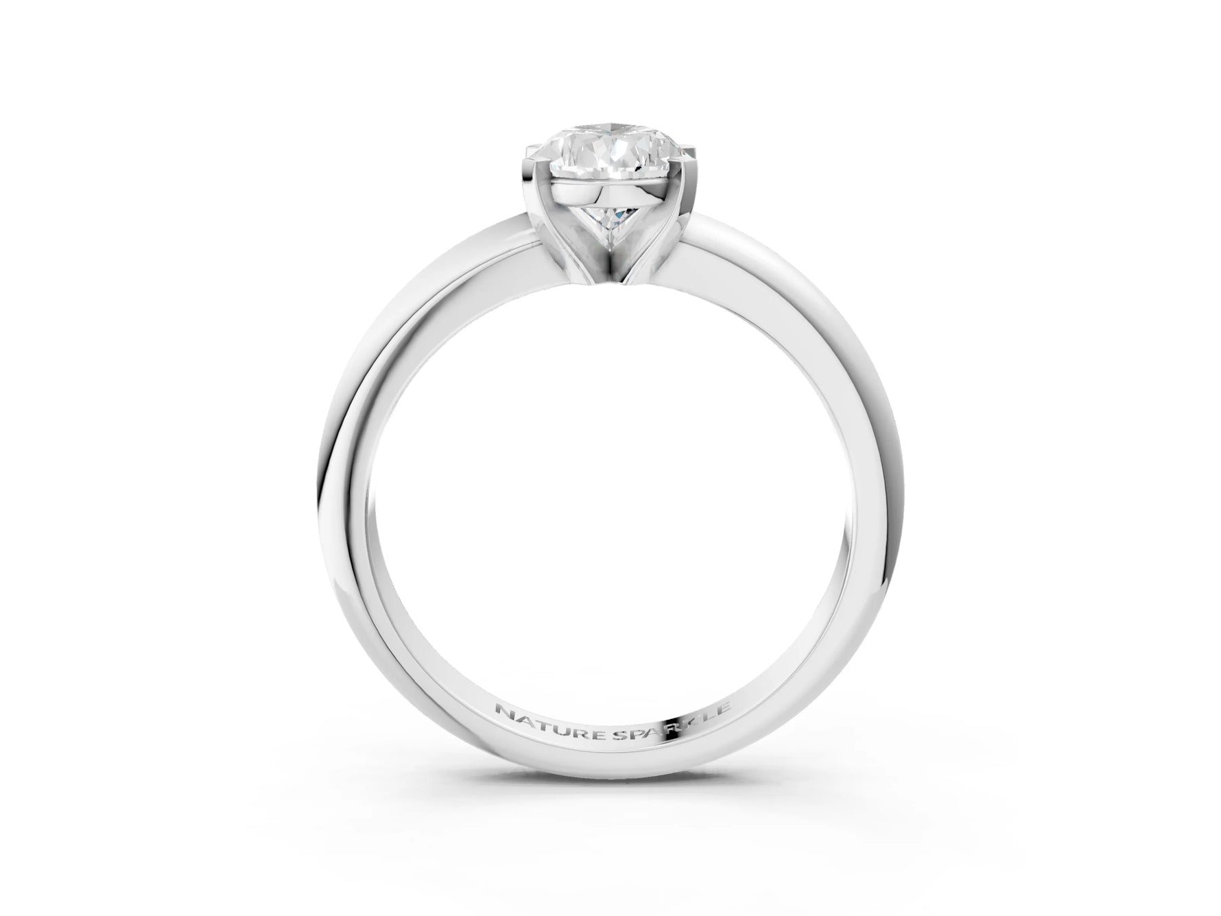 Pear Cut Diamond Solitaire Ring in White gold with Prong Setting and Rounded Band_21