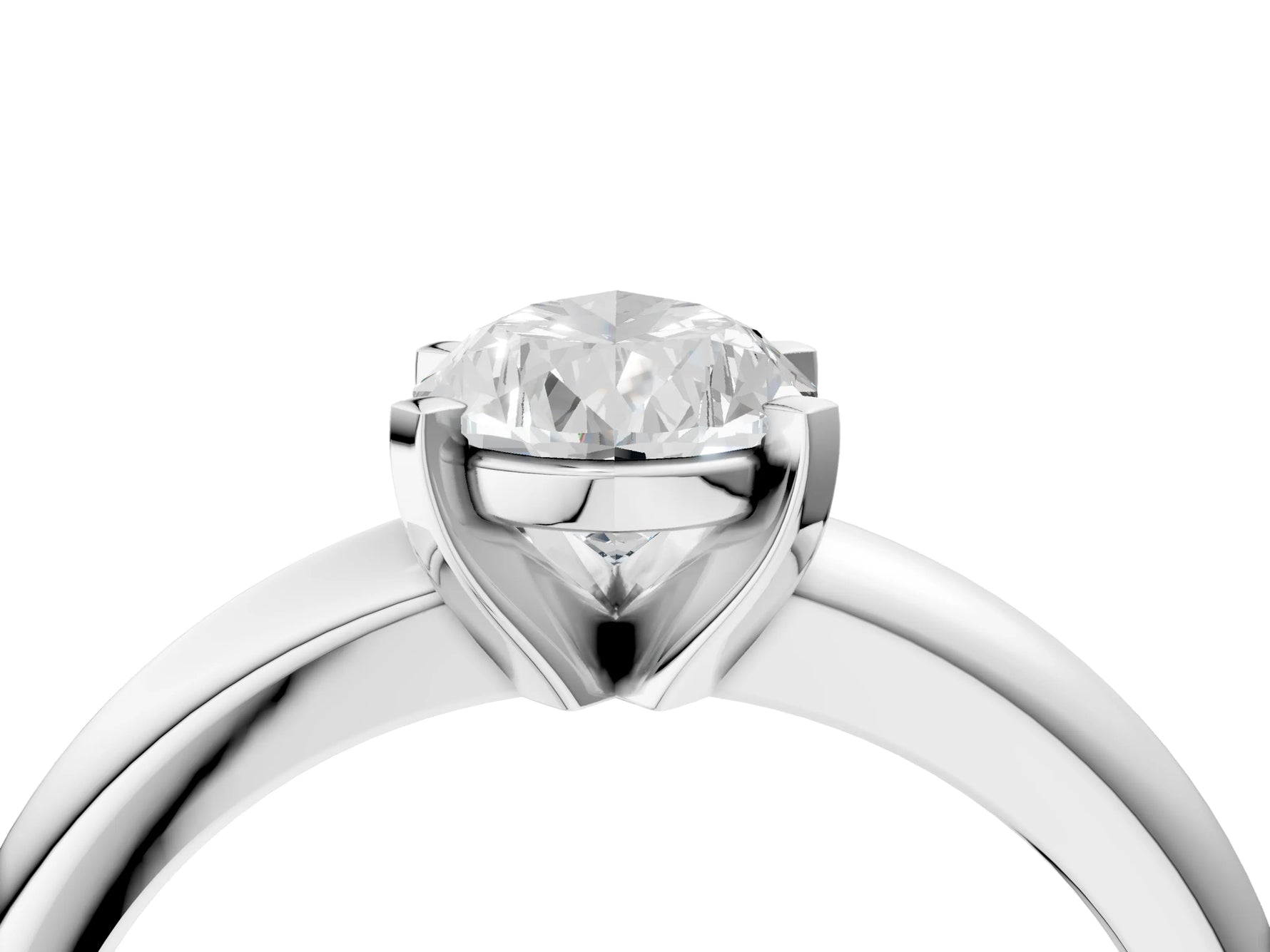 Pear Cut Diamond Solitaire Ring in White gold with Prong Setting and Rounded Band_22