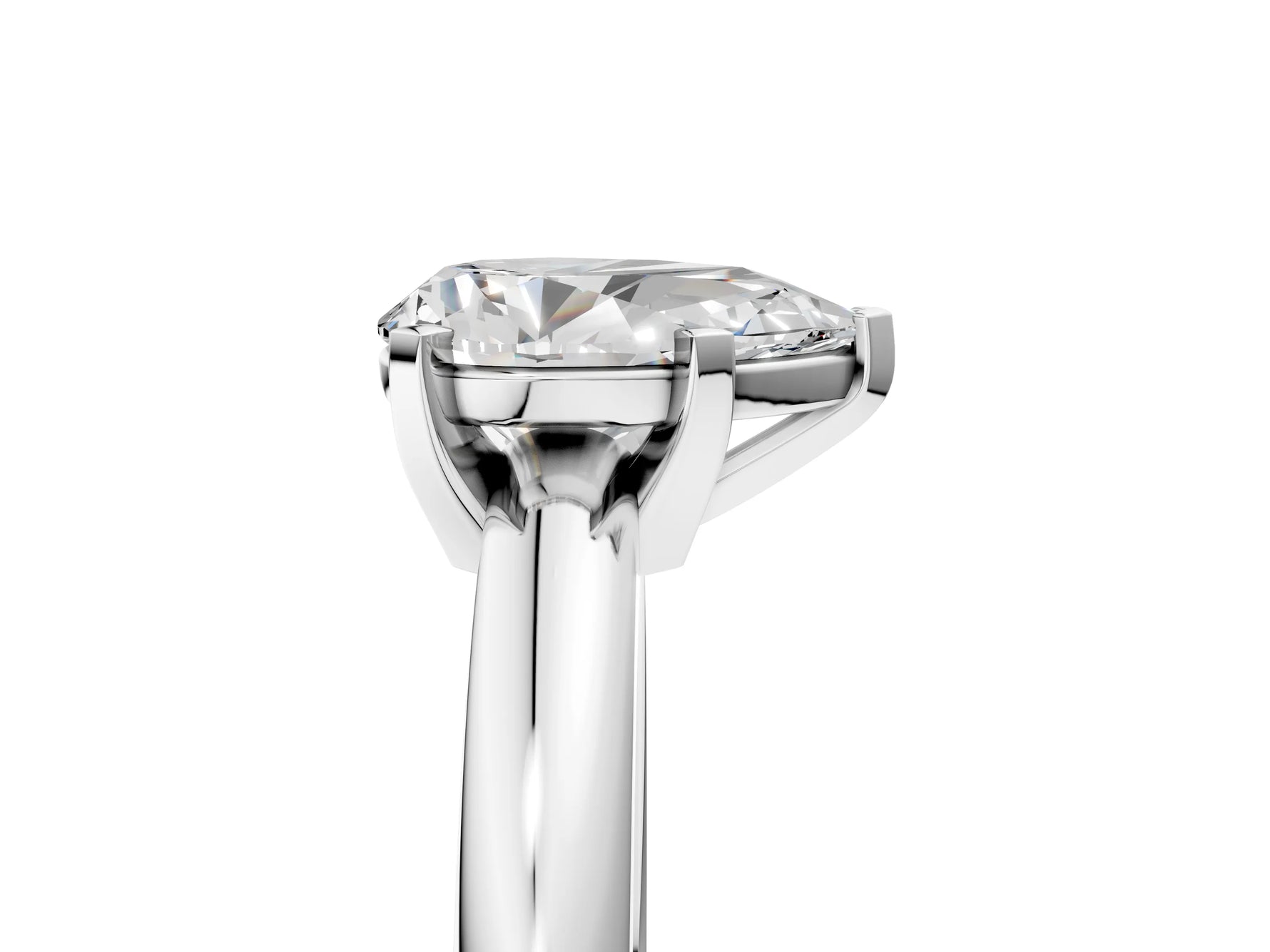 Pear Cut Diamond Solitaire Ring in White gold with Prong Setting and Rounded Band_23