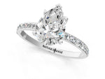 Pear Cut Diamond Solitaire Ring in White gold with Round Pavé Band_31
