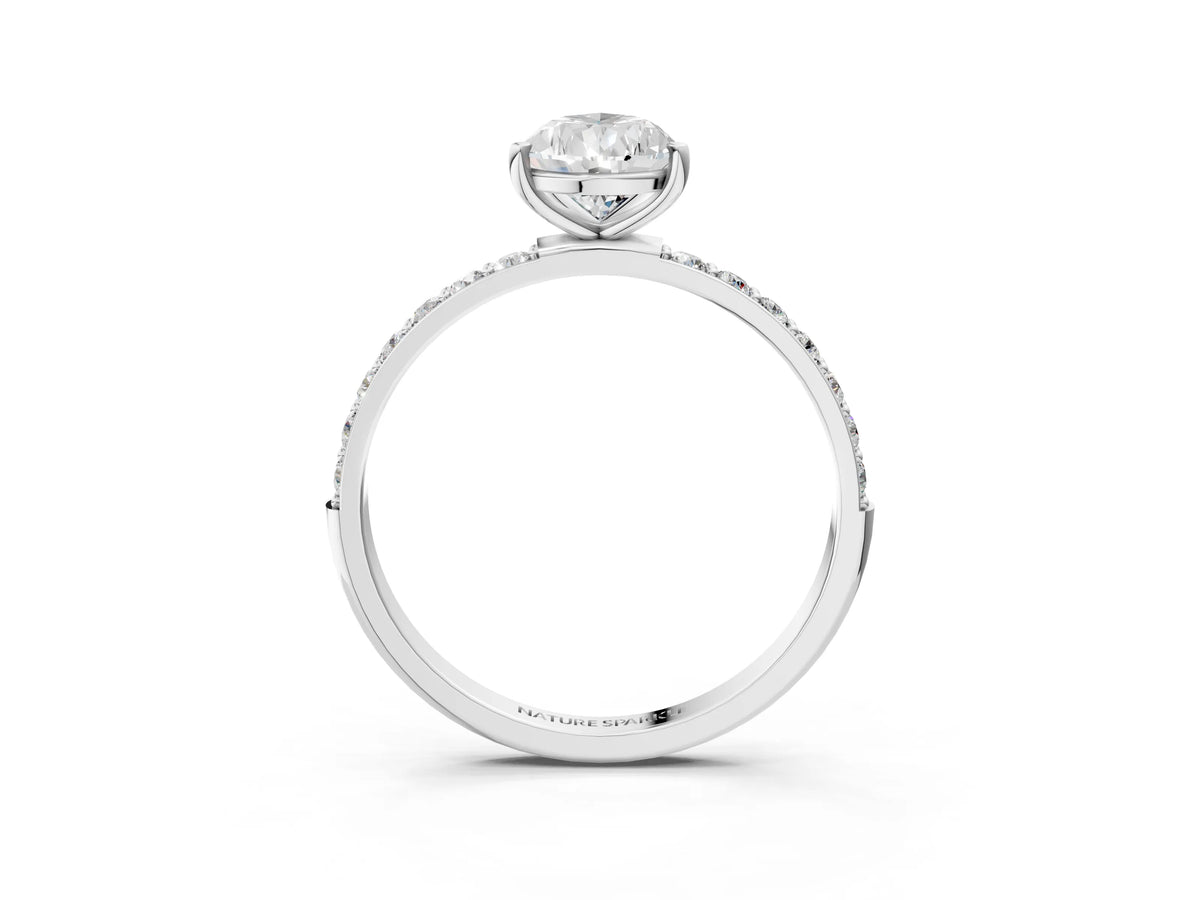 Pear Cut Diamond Solitaire Ring in White gold with Round Pavé Band_33