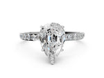 Pear Cut Diamond Solitaire Ring in White gold with Round Pavé Band_6