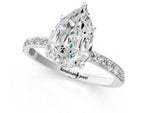 Pear Cut Diamond Solitaire Ring in White gold with Round Pavé Band_7
