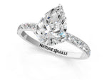 Pear Cut Diamond Solitaire Ring in White gold with Round Shared Prong Pavé Band_19
