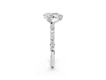 Pear Cut Diamond Solitaire Ring in White gold with Round Shared Prong Pavé Band_20