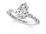 Pear Cut Diamond Solitaire Ring in White gold with Shared Prong Marquise and Round Side Stones_13