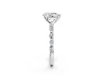 Pear Cut Diamond Solitaire Ring in White gold with Shared Prong Marquise and Round Side Stones_14