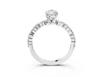 Pear Cut Diamond Solitaire Ring in White gold with Shared Prong Marquise and Round Side Stones_15