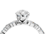 Pear Cut Diamond Solitaire Ring in White gold with Shared Prong Marquise and Round Side Stones_16