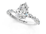 Pear Cut Diamond Solitaire Ring in White gold with Shared Prong Marquise and Round Side Stones_37