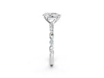 Pear Cut Diamond Solitaire Ring in White gold with Shared Prong Marquise and Round Side Stones_38