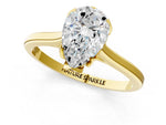 Pear Cut Diamond Solitaire Ring in Yellow gold with Flower Prong Setting_19