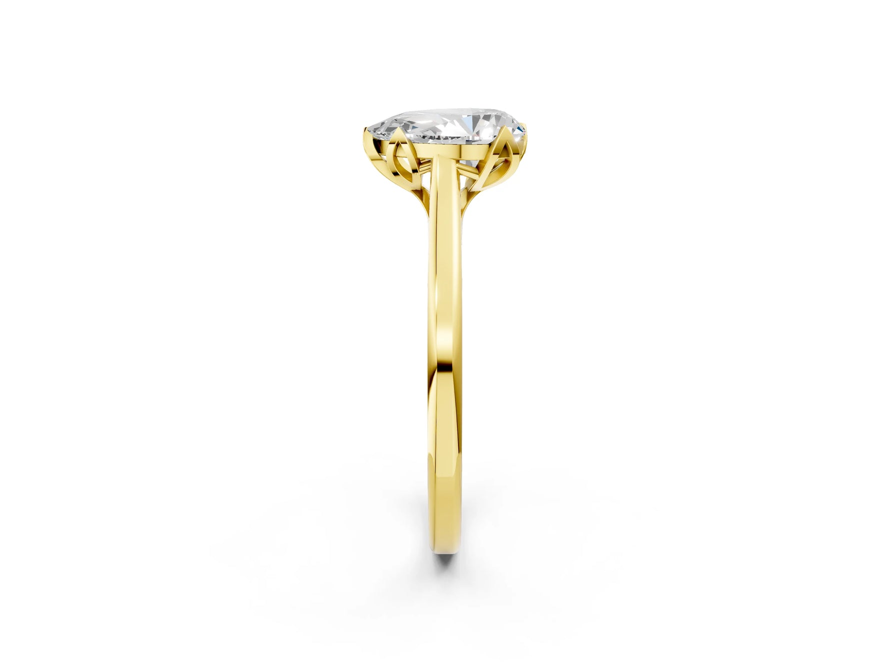 Pear Cut Diamond Solitaire Ring in Yellow gold with Flower Prong Setting_20