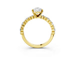 Pear Cut Diamond Solitaire Ring in Yellow gold with Pear and Round Cluster Band_15