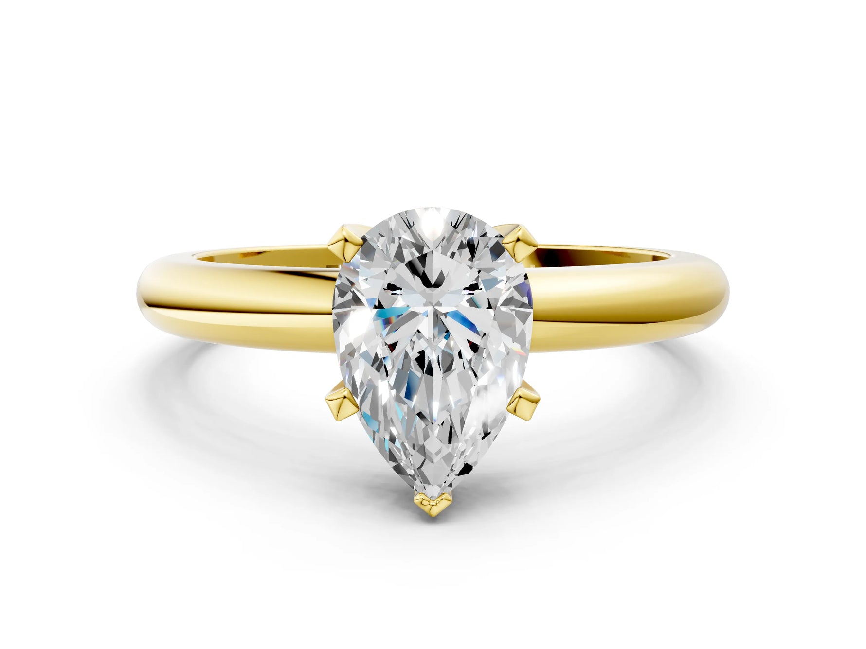 Pear Cut Diamond Solitaire Ring in Yellow gold with Prong Setting and Rounded Band_18
