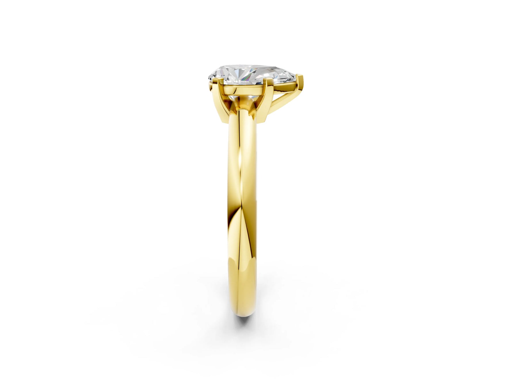 Pear Cut Diamond Solitaire Ring in Yellow gold with Prong Setting and Rounded Band_20