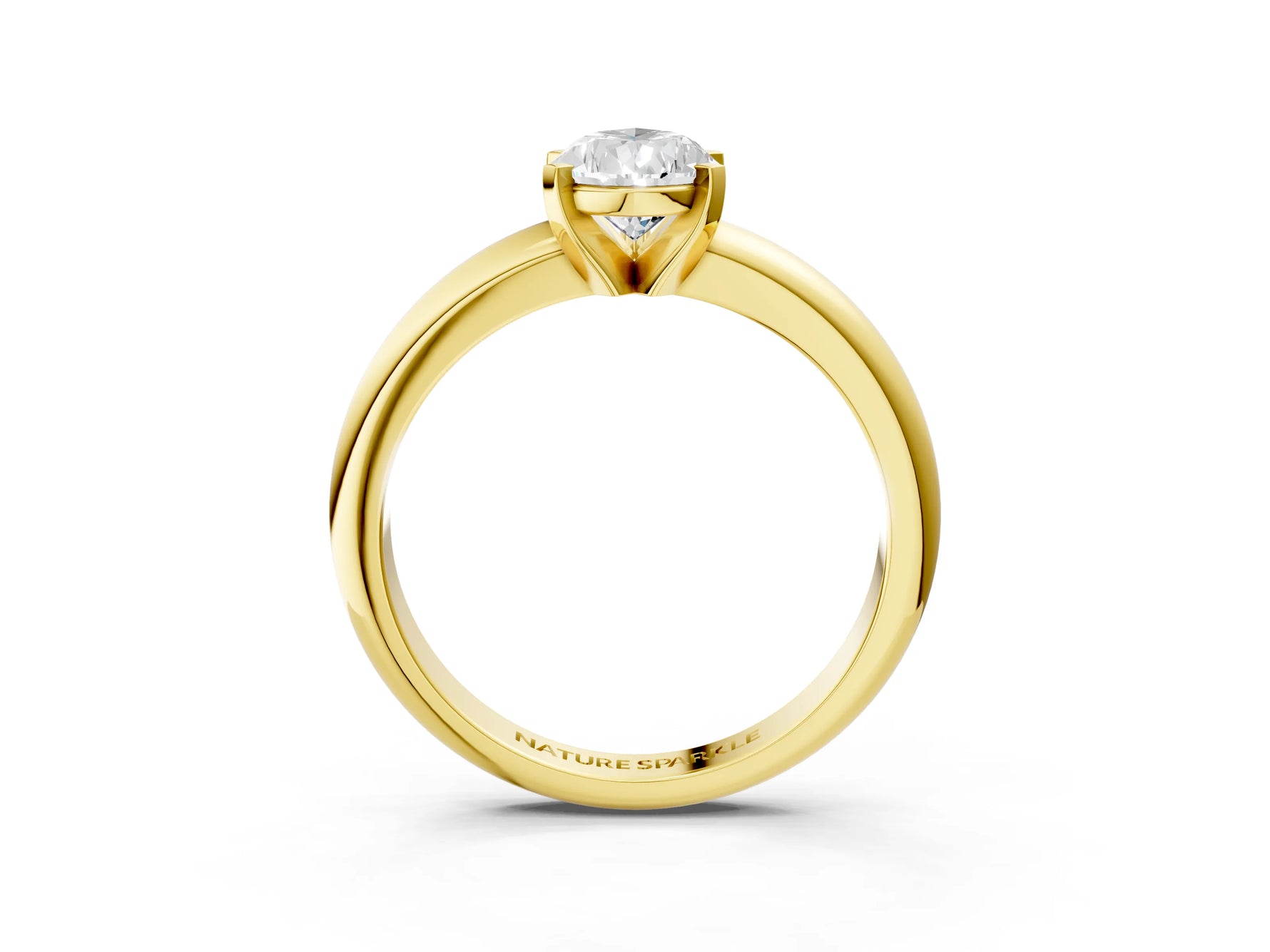 Pear Cut Diamond Solitaire Ring in Yellow gold with Prong Setting and Rounded Band_21