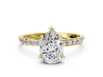 Pear Cut Diamond Solitaire Ring in Yellow gold with Round Pavé Band_30