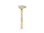 Pear Cut Diamond Solitaire Ring in Yellow gold with Round Pavé Band_32