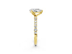 Pear Cut Diamond Solitaire Ring in Yellow gold with Round Shared Prong Pavé Band_20