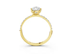 Pear Cut Diamond Solitaire Ring in Yellow gold with Round Shared Prong Pavé Band_21
