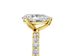 Pear Cut Diamond Solitaire Ring in Yellow gold with Round Shared Prong Pavé Band_23