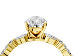 Pear Cut Diamond Solitaire Ring in Yellow gold with Shared Prong Marquise and Round Side Stones_16