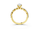 Pear Cut Diamond Solitaire Ring in Yellow gold with Shared Prong Marquise and Round Side Stones_39