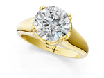 Pear Cut Diamond Solitaire Ring in Yellow gold with Smooth Wide Band and Prong Setting_1