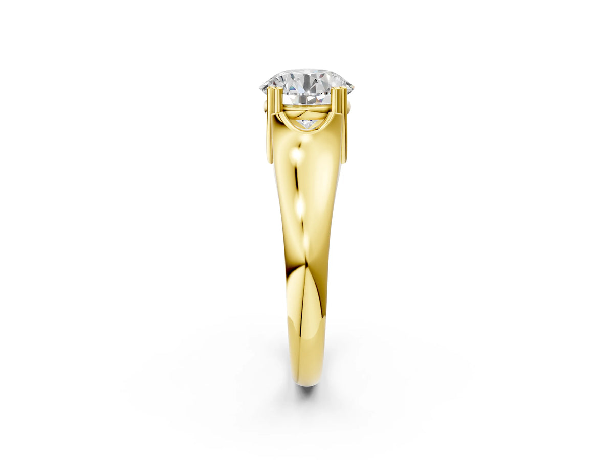 Pear Cut Diamond Solitaire Ring in Yellow gold with Smooth Wide Band and Prong Setting_2