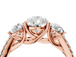 Pear Cut Diamond Trellis Three-Stone Engagement Ring in Rose gold with Round Side Stones_22