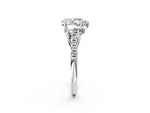Pear Cut Diamond Trellis Three-Stone Engagement Ring in White gold with Round Side Stones_20