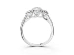 Pear Cut Diamond Trellis Three-Stone Engagement Ring in White gold with Round Side Stones_21
