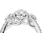 Pear Cut Diamond Trellis Three-Stone Engagement Ring in White gold with Round Side Stones_22
